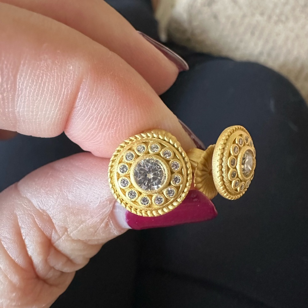 Freida Rothman Gold Nautical Button Stud Earrings… - image 3